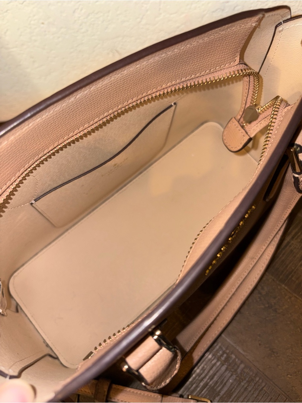 Kate Spade New York Blush Pink Pebbled Leather Satchel Crossbody EUC - Picture 9 of 11